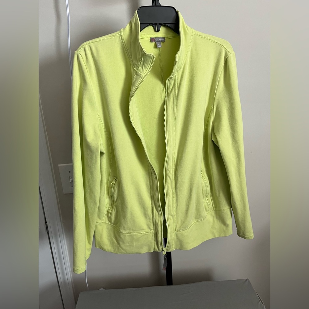 Talbots Vibrant Neon Green Bomber Jacket